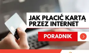 Poradnik: jak płacić kartą w internecie. Dłoń trzyma kartę zbliżeniową przed ekranem laptopa.
