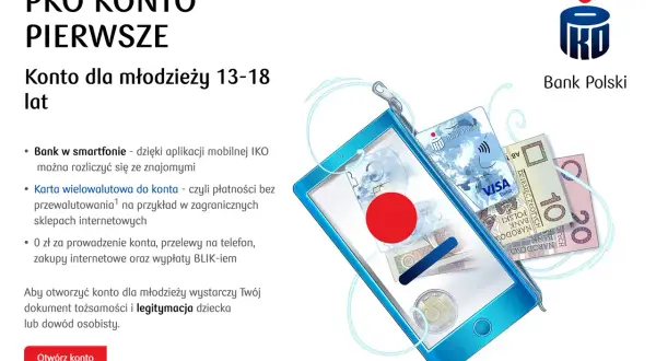 PKO Konto Pierwsze dla młodzieży 13-18 lat. Z kartą wielowalutową i aplikacją IKO, to autooszczędzanie PKO BP staje się proste.