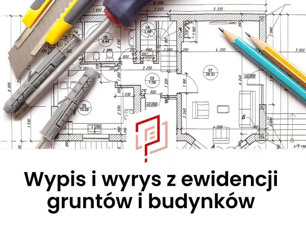 Jak wygląda wypis z rejestru gruntów: rysunek techniczny z narzędziami budowlanymi i ołówkami.